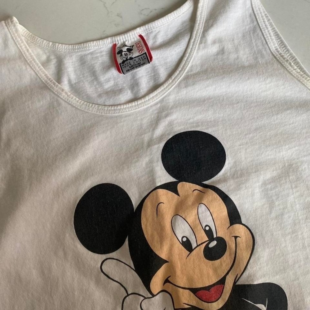 Vintage Disney Designs Mickey Mouse Tank‎ Top White Made in USA Medium